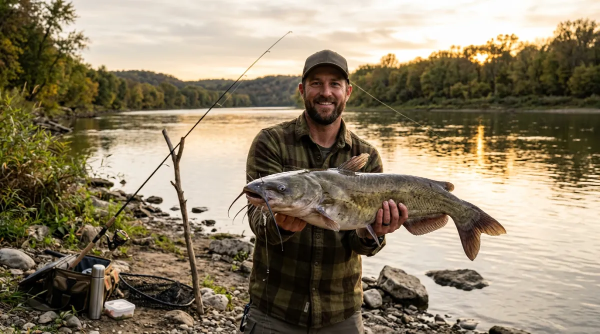 Catfishing in the USA — angler with catfish