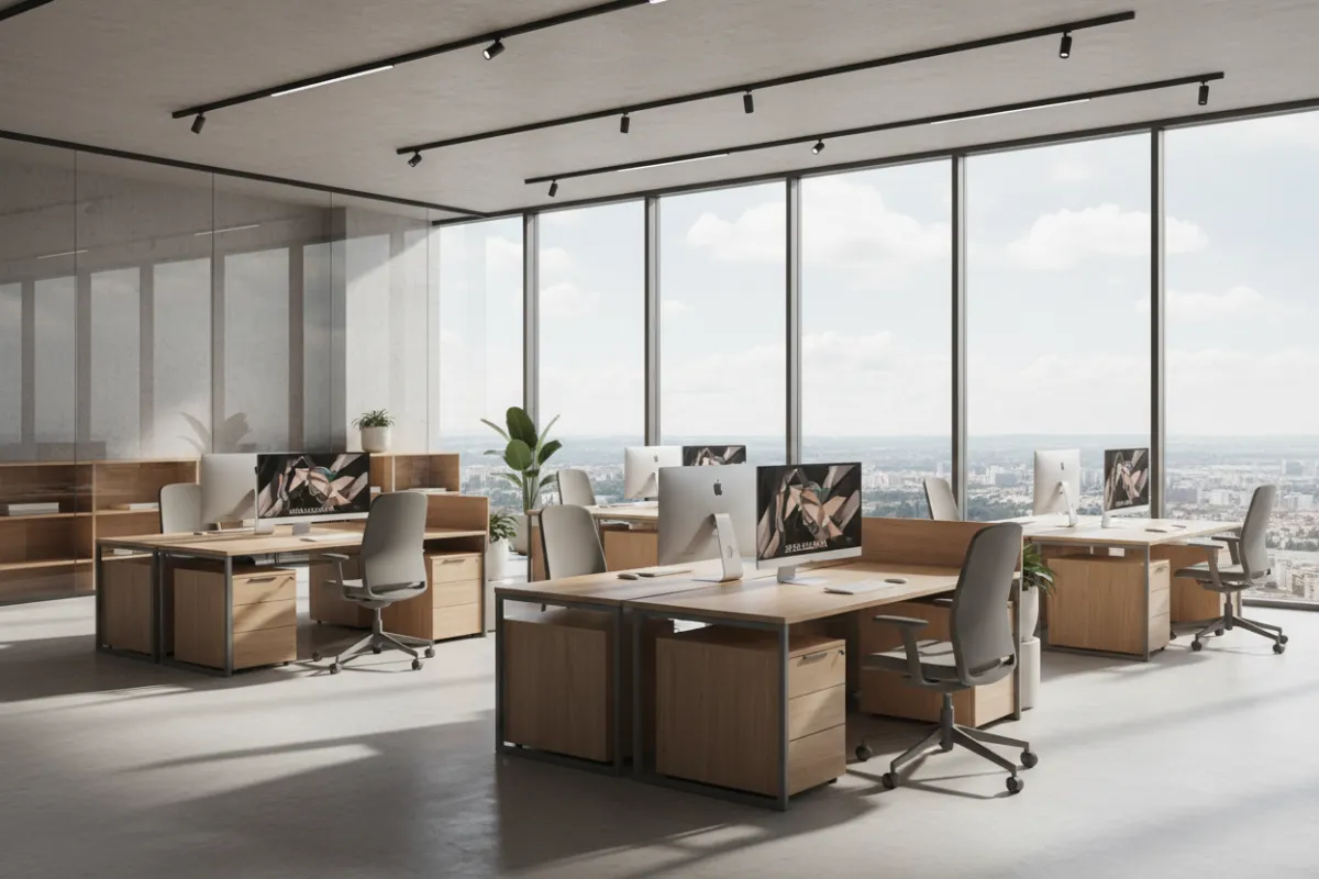 Modern, clean office workspace (no people)