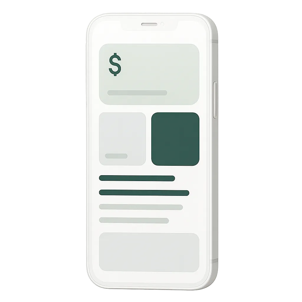 Mockup de la plantilla financiera Cuadre en teléfono móvil mostrando registro de gastos bimoneda en dólares y bolívares