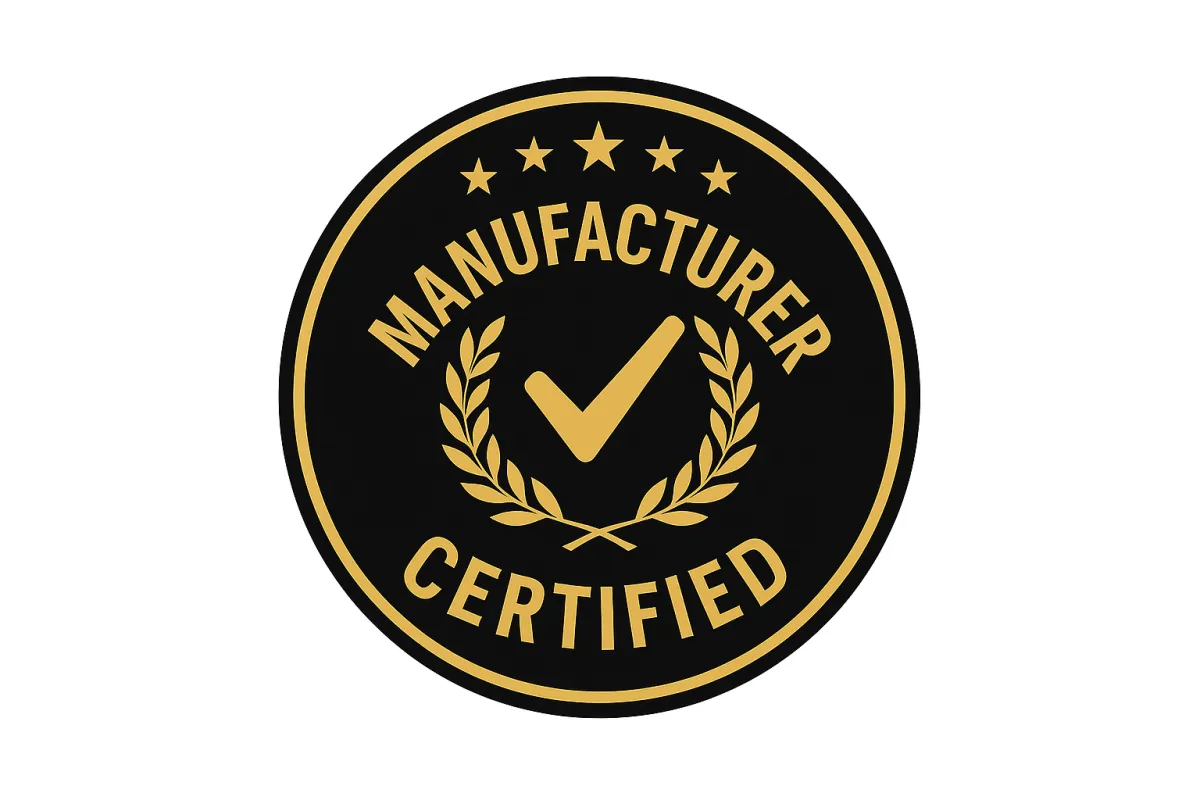 Manufacturer certification crest logo