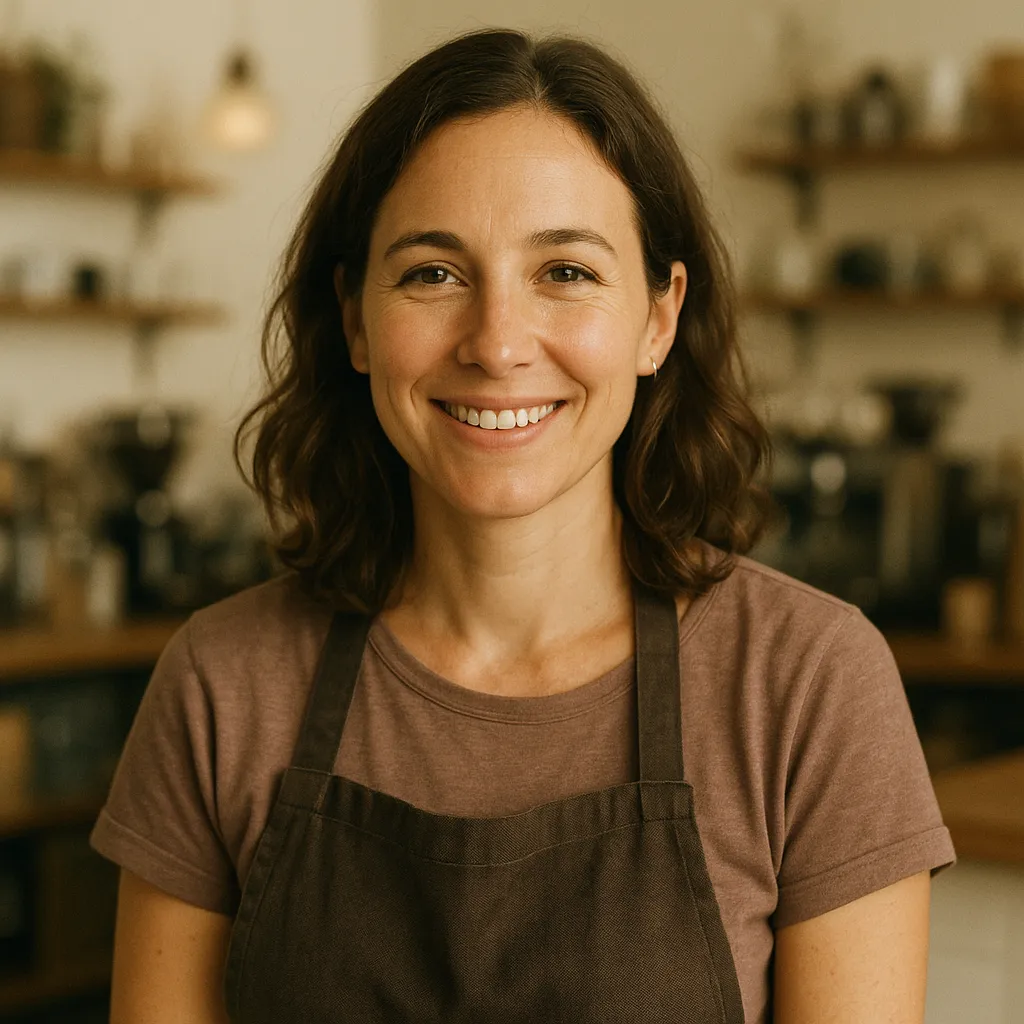 Portrait of Maya R., Cafe Owner