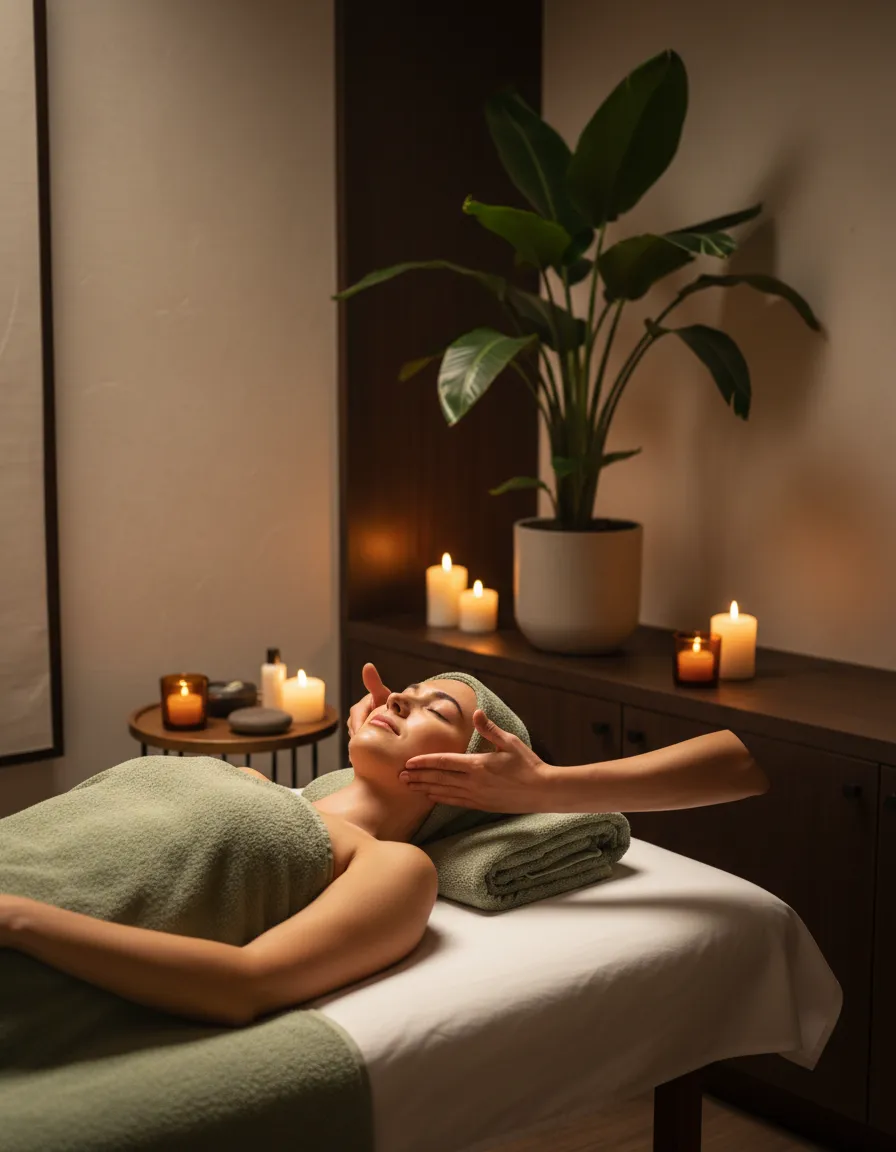 Woman receiving a relaxing massage in a calming Newcastle spa environment