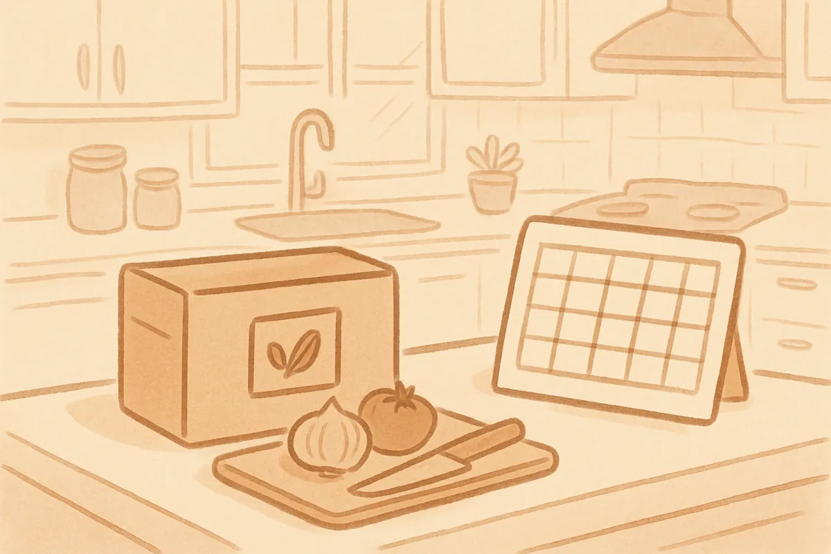 Cozy kitchen meal prep illustration