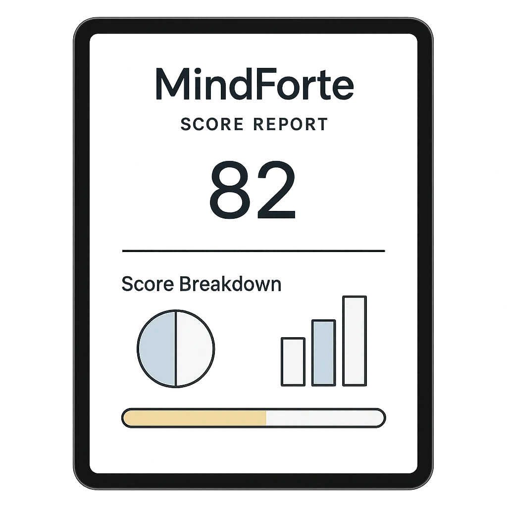 MindForte Score Report Mockup on Tablet