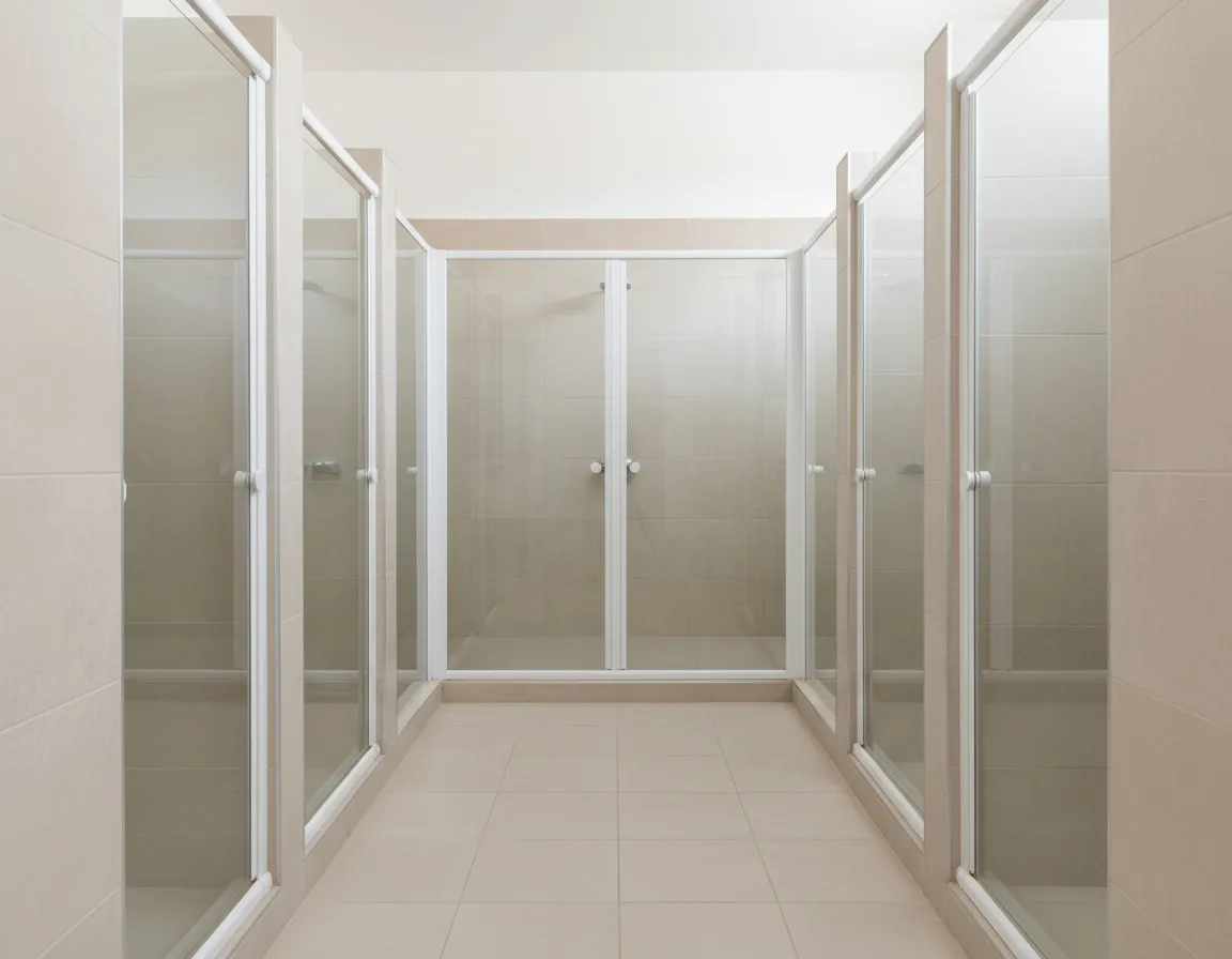 Glass shower cabinets installed in a Zanzibar guest house