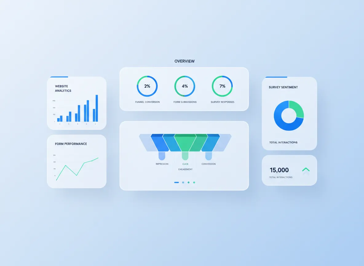 Ideazic analytics dashboard preview with charts and funnel visualization
