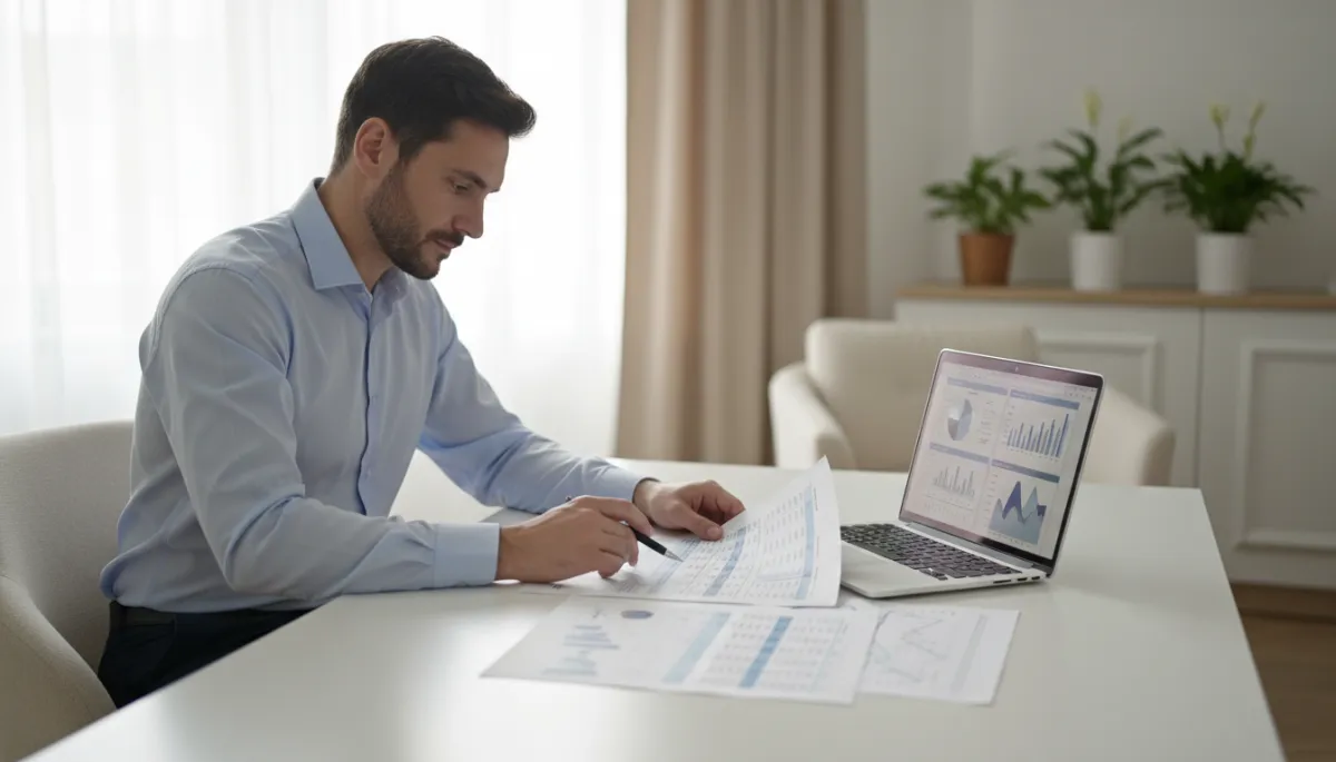 Real estate investor reviewing property numbers