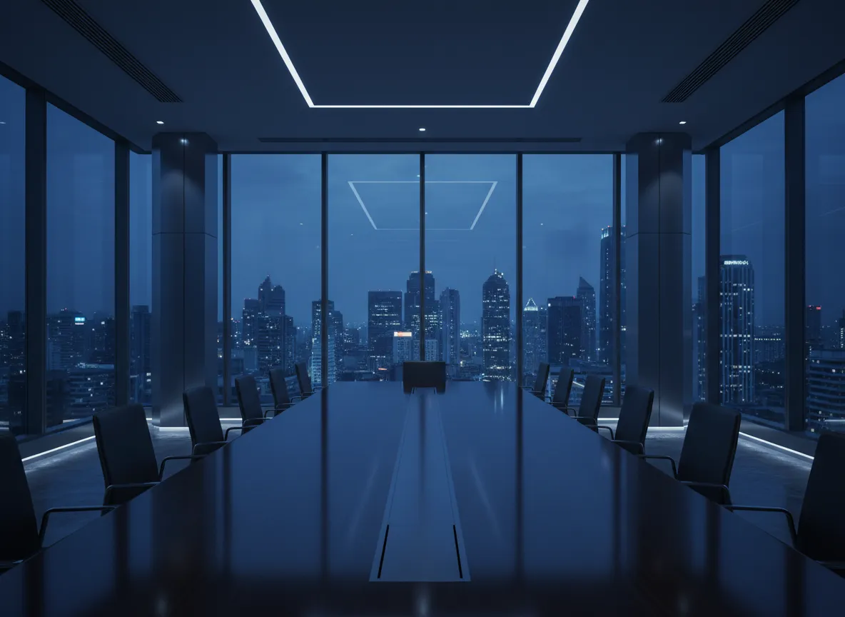 Executive boardroom atmosphere representing KBNI leadership.