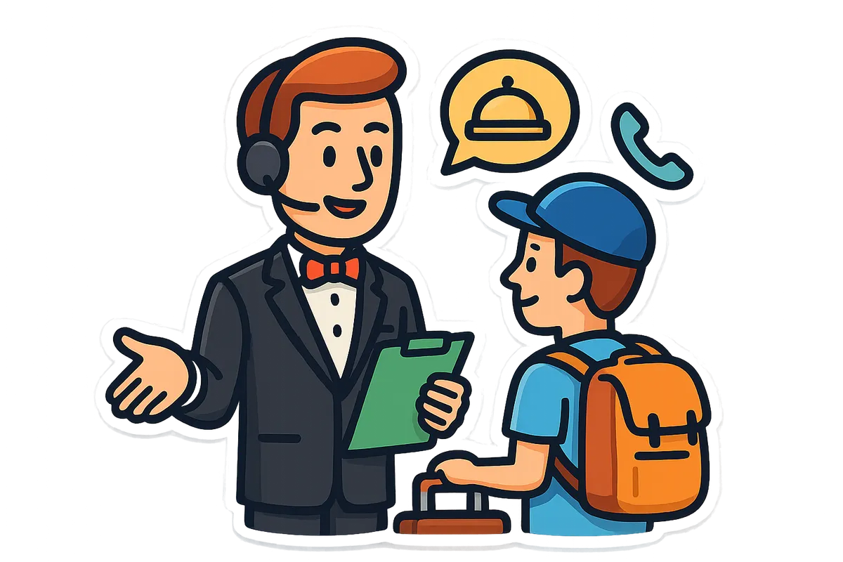 Private concierge cartoon illustration