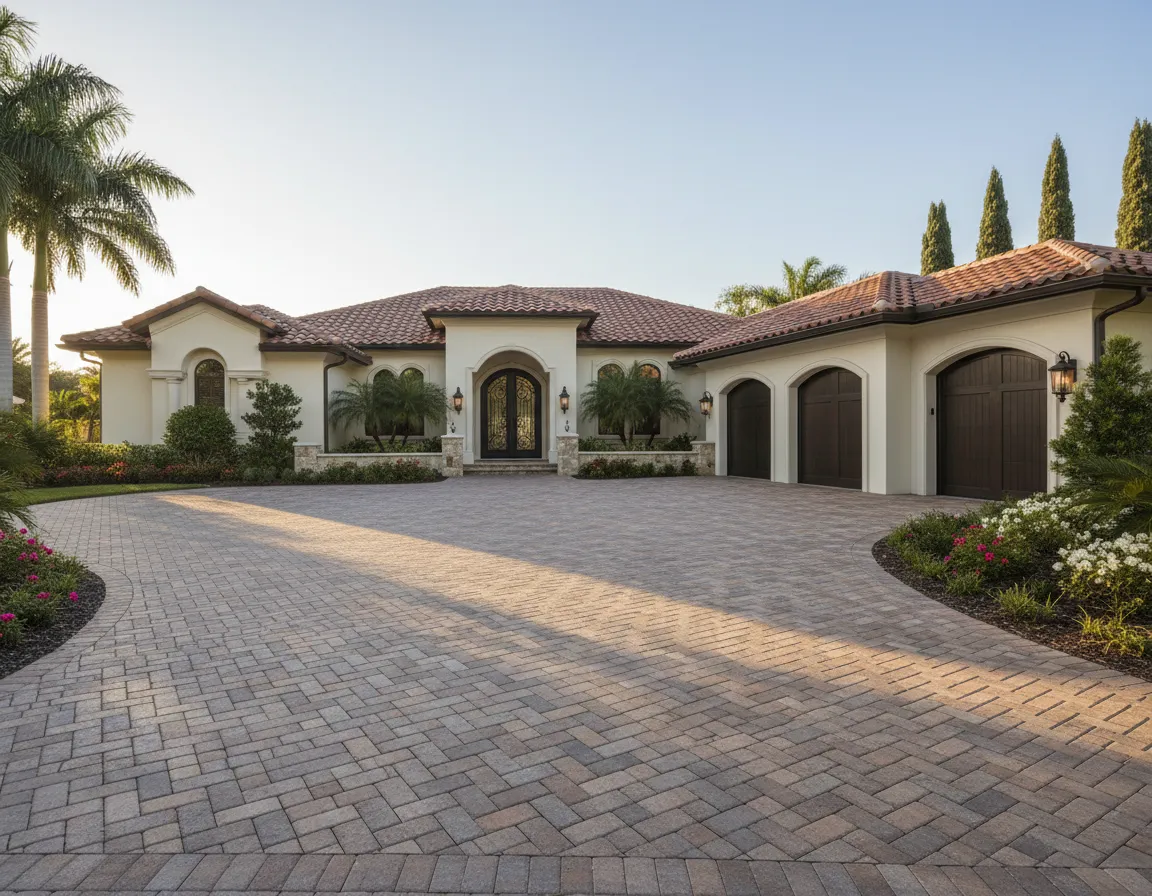 Residential paver driveway in Florida