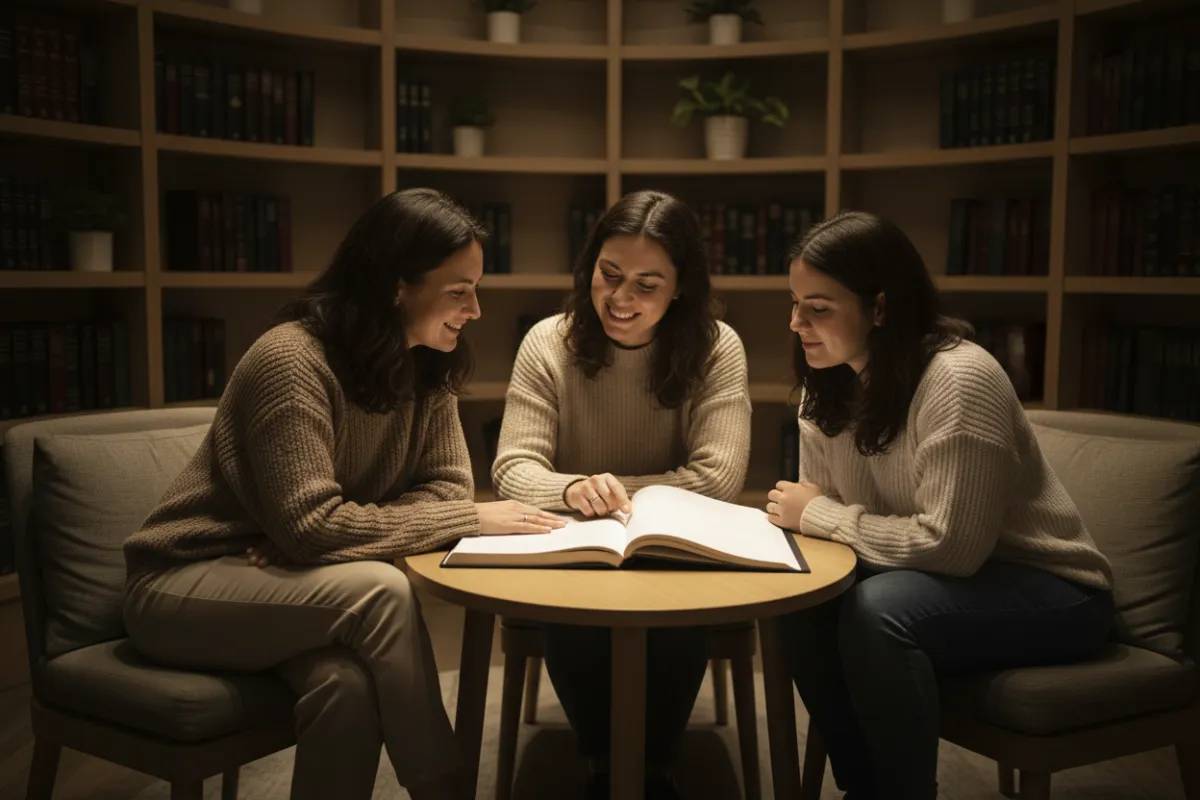 Women in a small circle study room