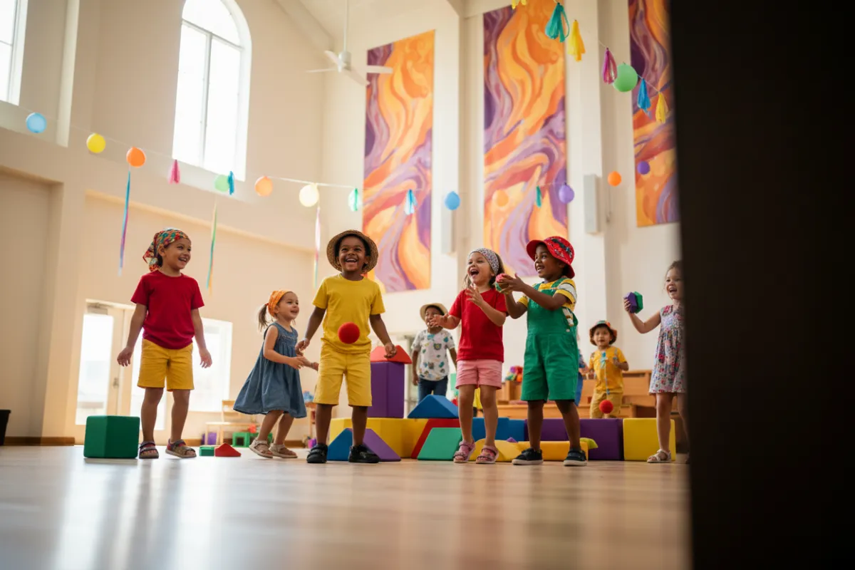 Children playing at a church activity
