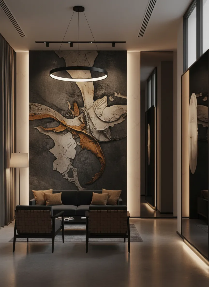 High-end office interior design with curated artwork