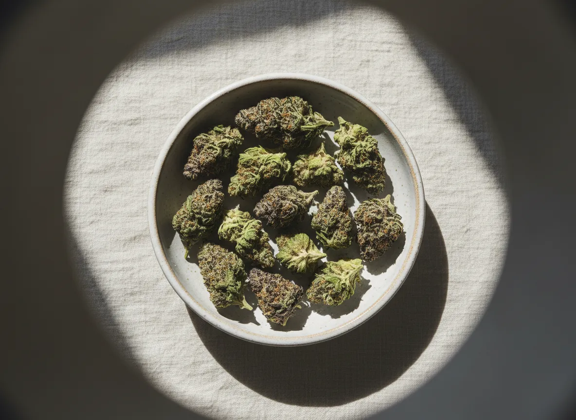 Interior of a modern cannabis dispensary with a counter display