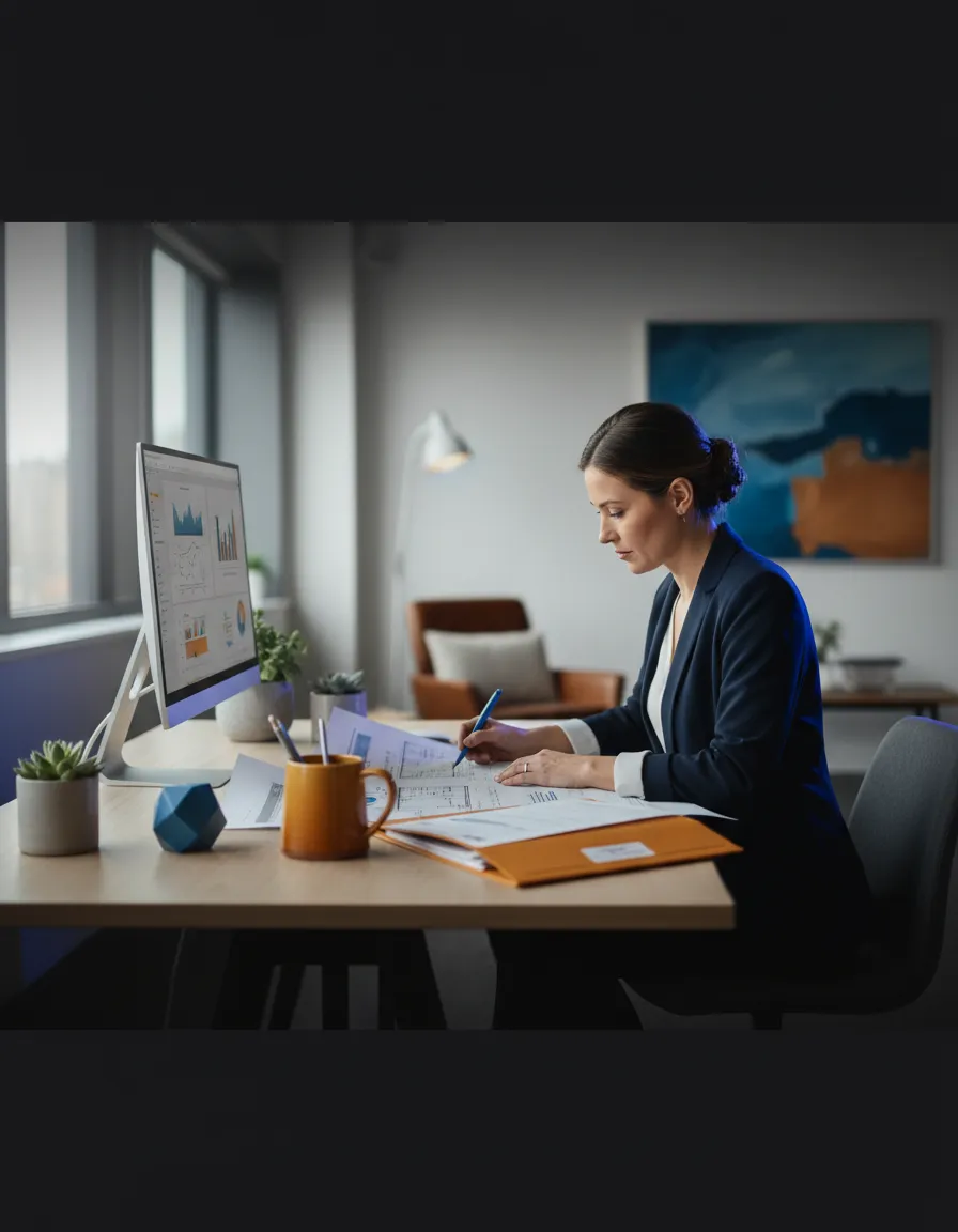 Small business owner looking focused and managed