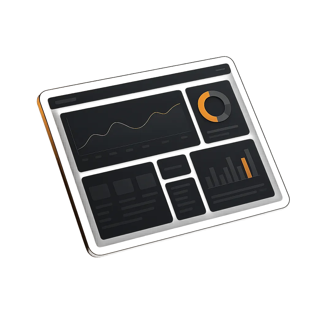 Premium software interface dashboard mockup on a sleek dark tablet