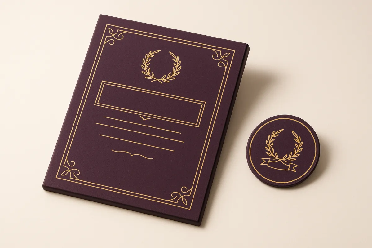 Certification plaque and digital badge mockup