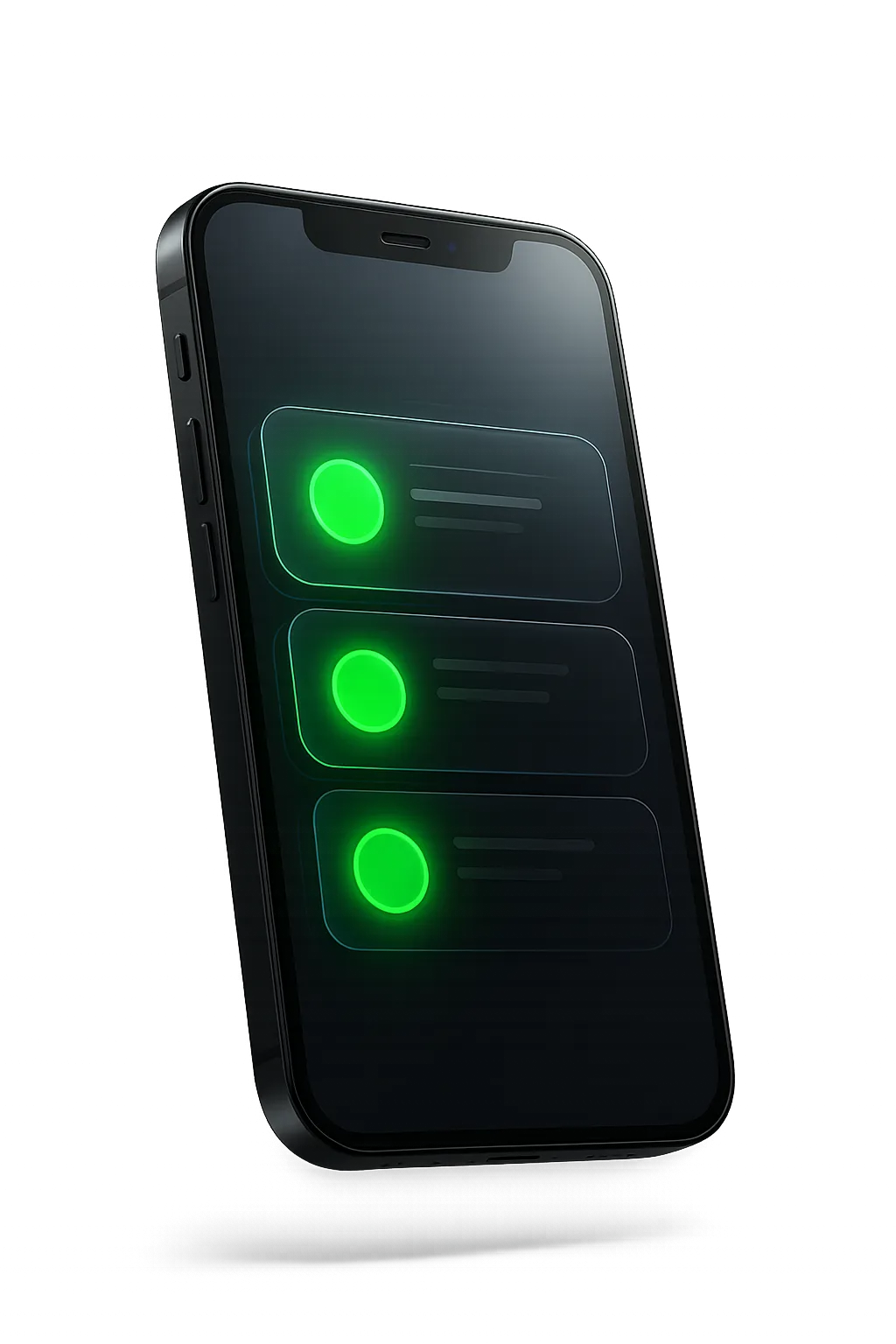 SaaS dashboard interface showing incoming booking notifications and pulsing green status indicators.