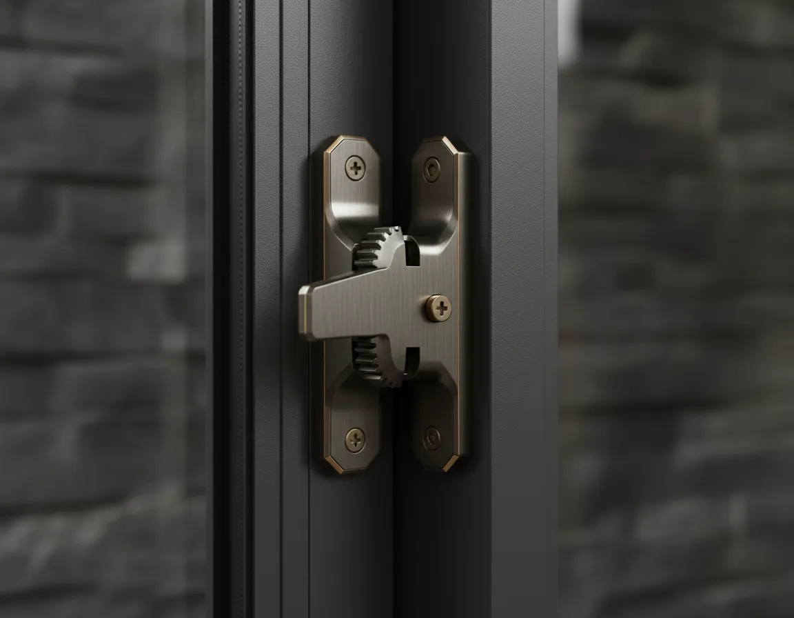 Close up of high security multi point window locking mechanism