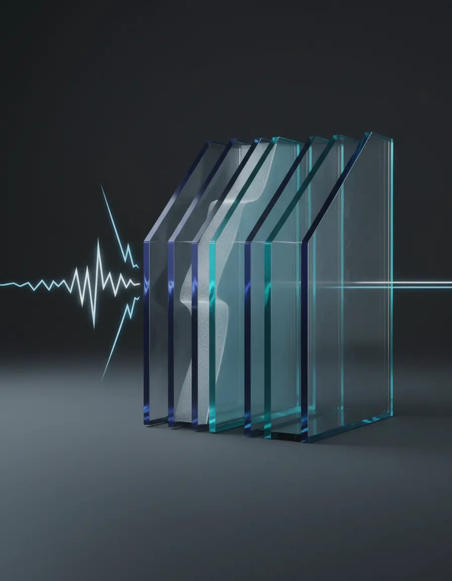 Acoustic Triple Glazing Noise Reduction Cross Section