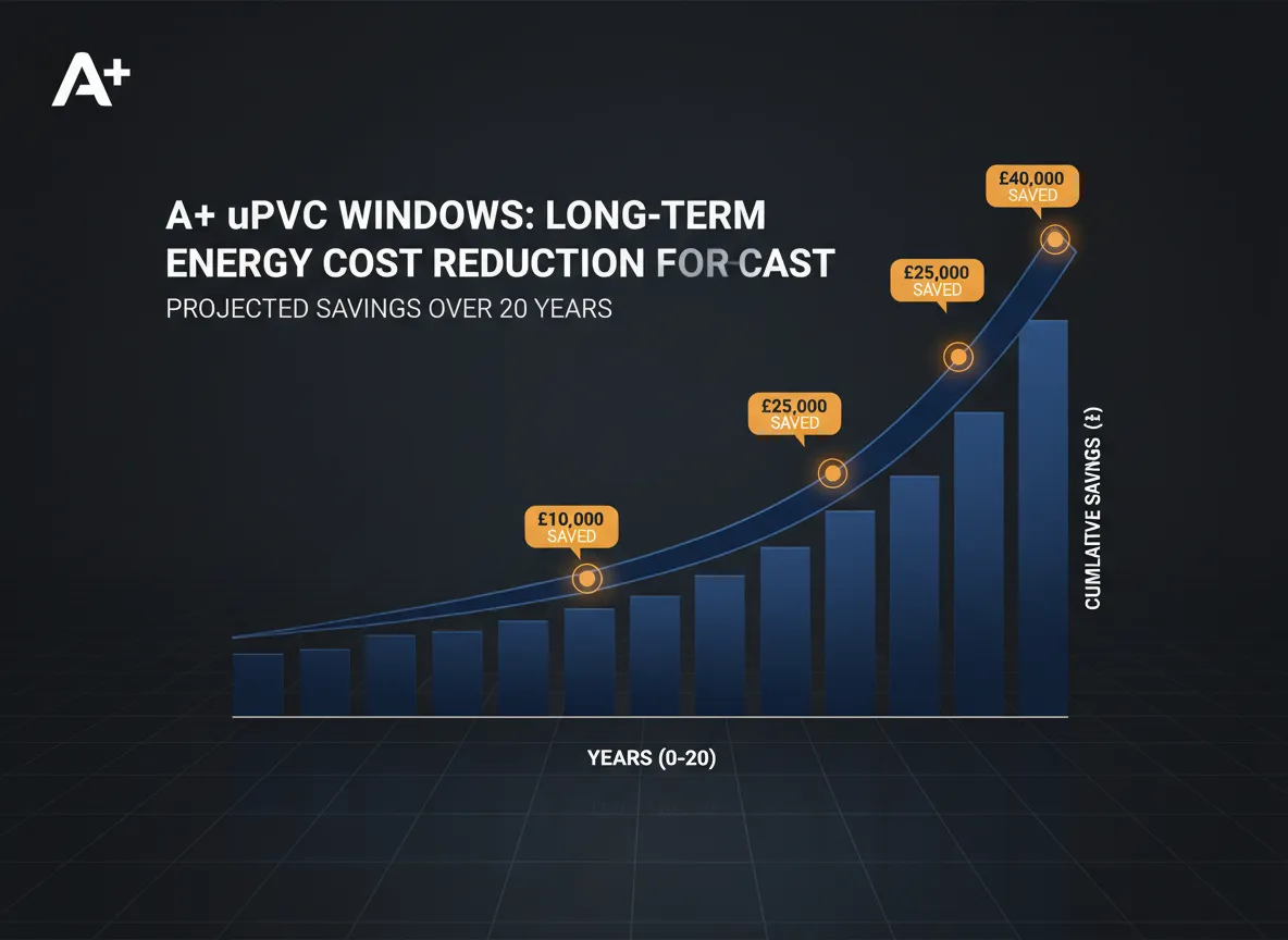 Data visualization graph showing long-term energy cost savings