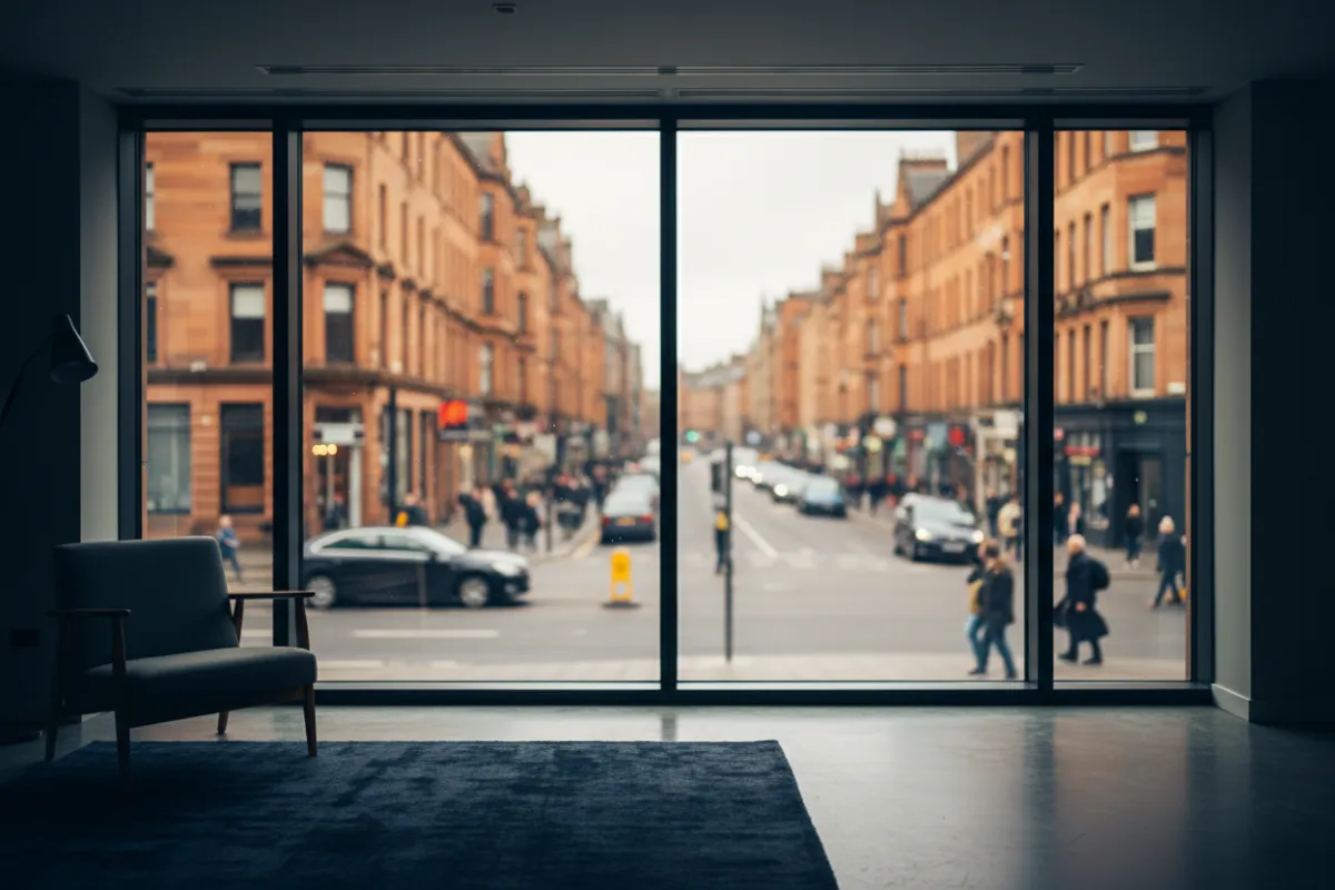 Acoustic noise reduction windows on busy Glasgow street
