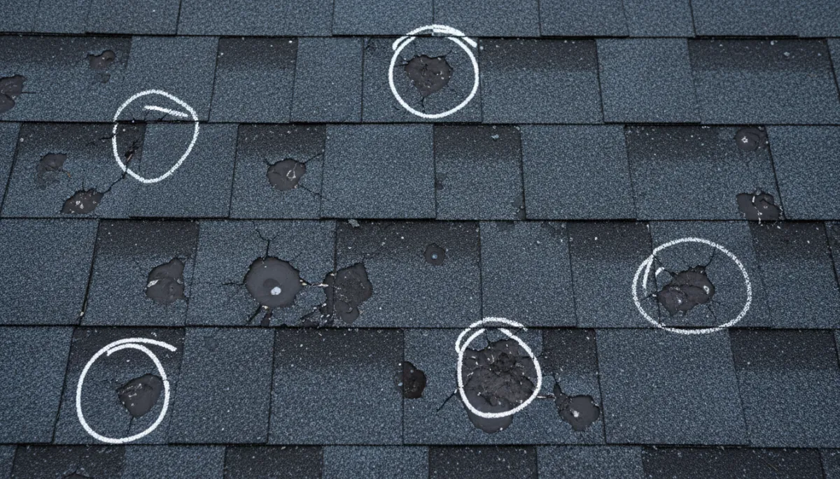 Hail damage roof before repair Alpharetta GA