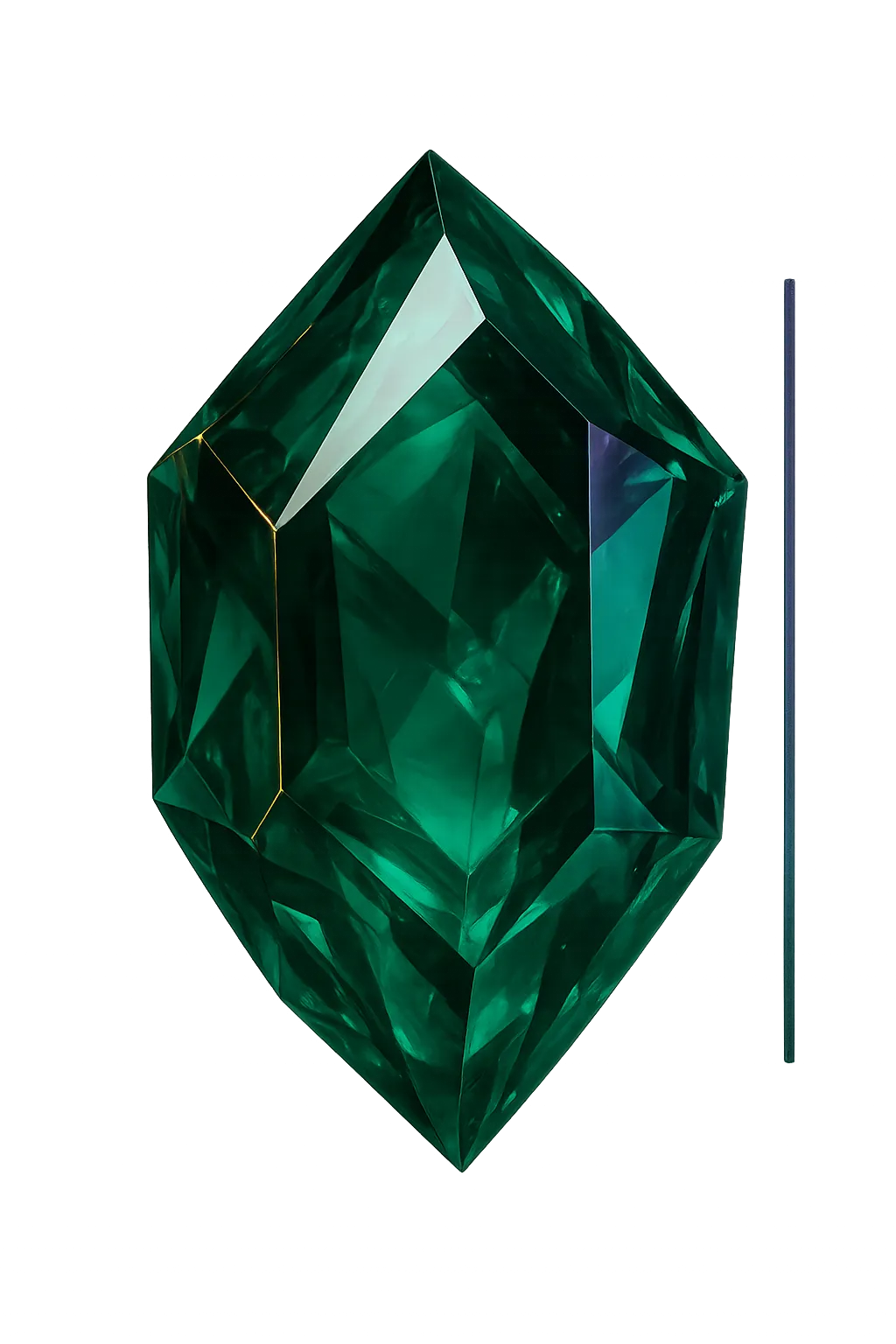 Abstract crystalline emerald refraction within deep obsidian space