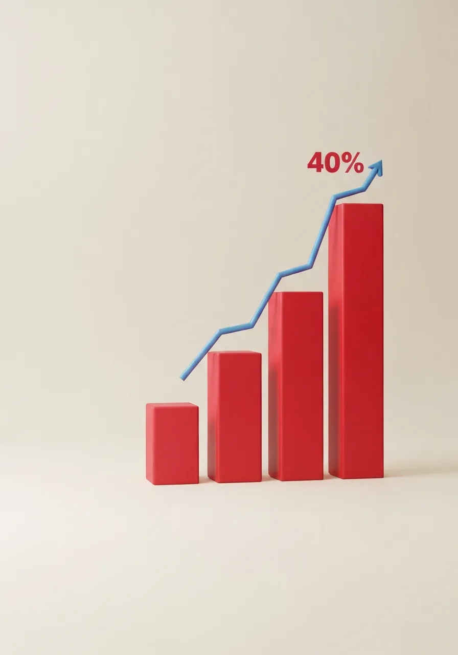 Visual graph demonstrating a 40% increase in booking rates over 90 days