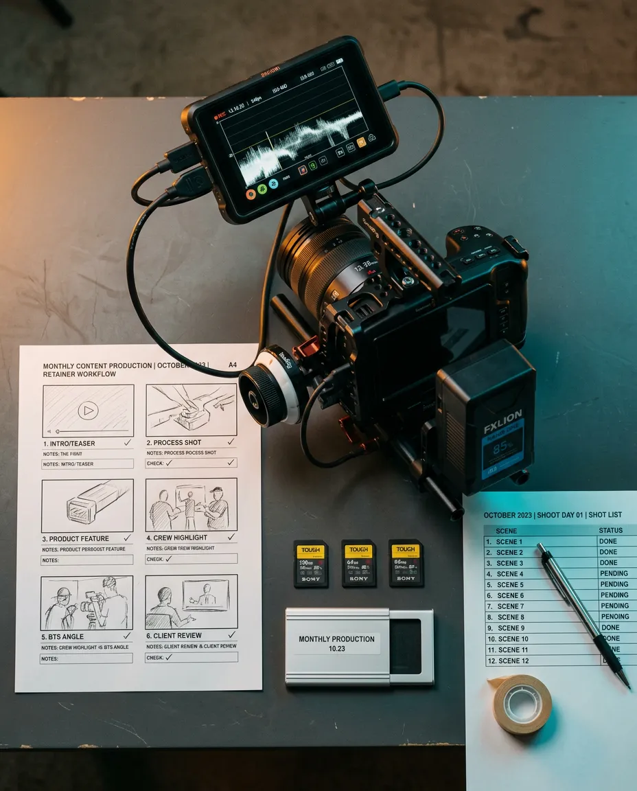 Ongoing monthly restaurant content production plan and camera rig