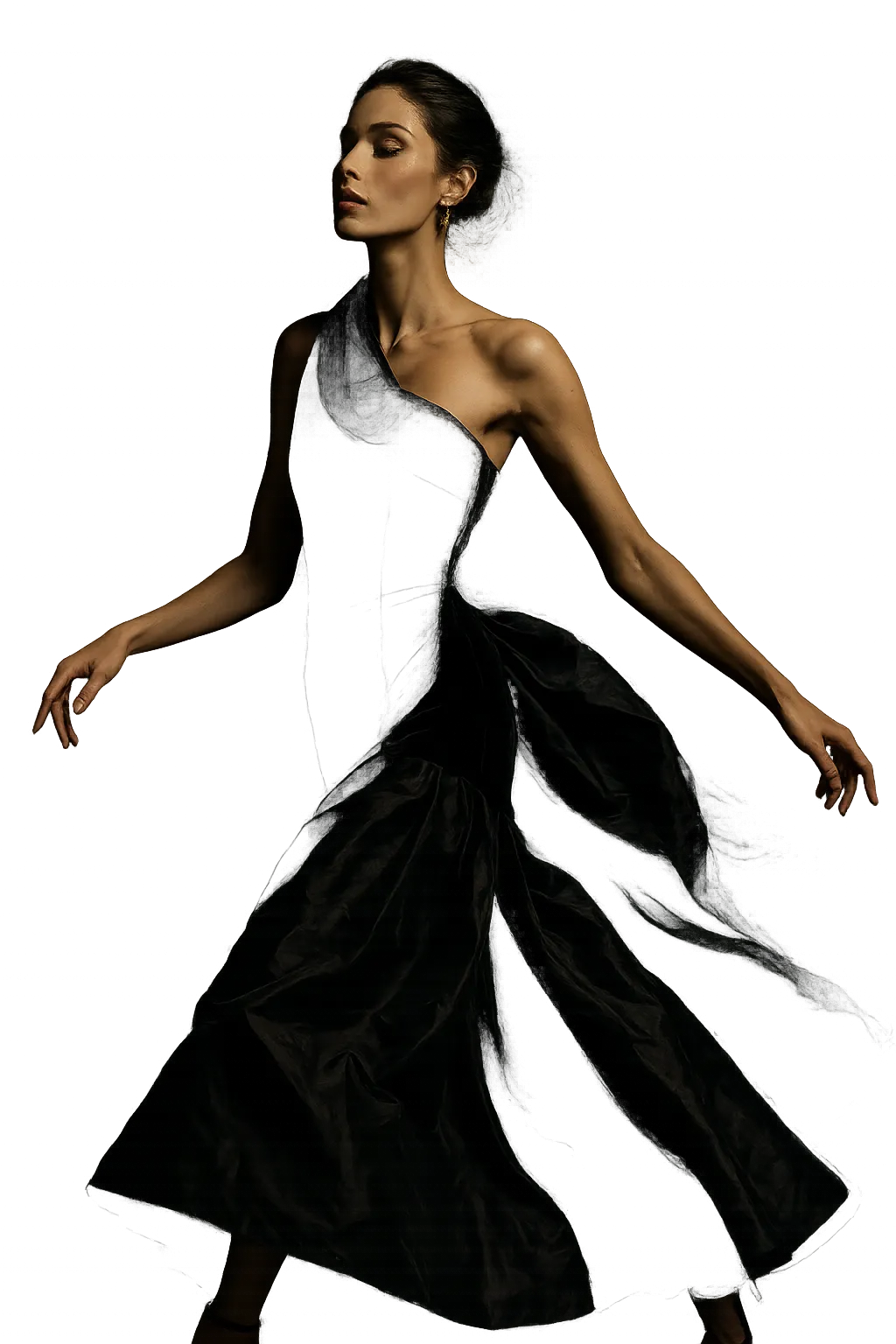 Editorial fine-art portrait photography with dramatic natural lighting and architectural geometry