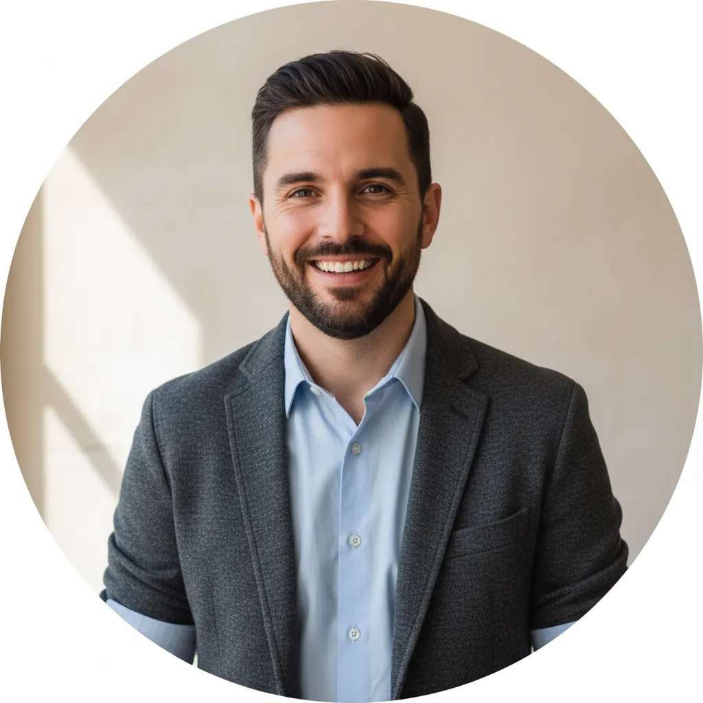 Smiling entrepreneur testimonial headshot