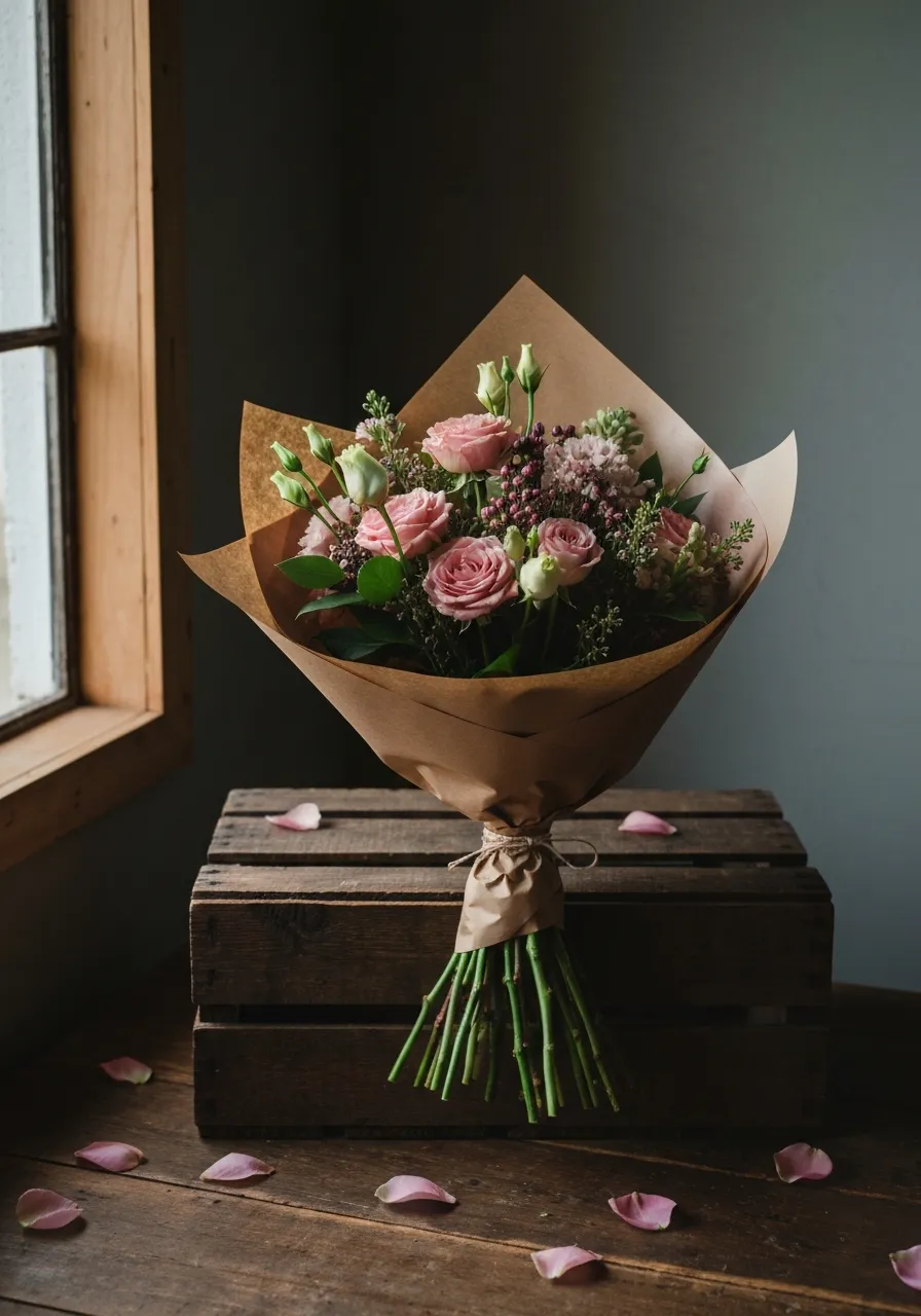 Documentary floral frame of a local flower arrangement
