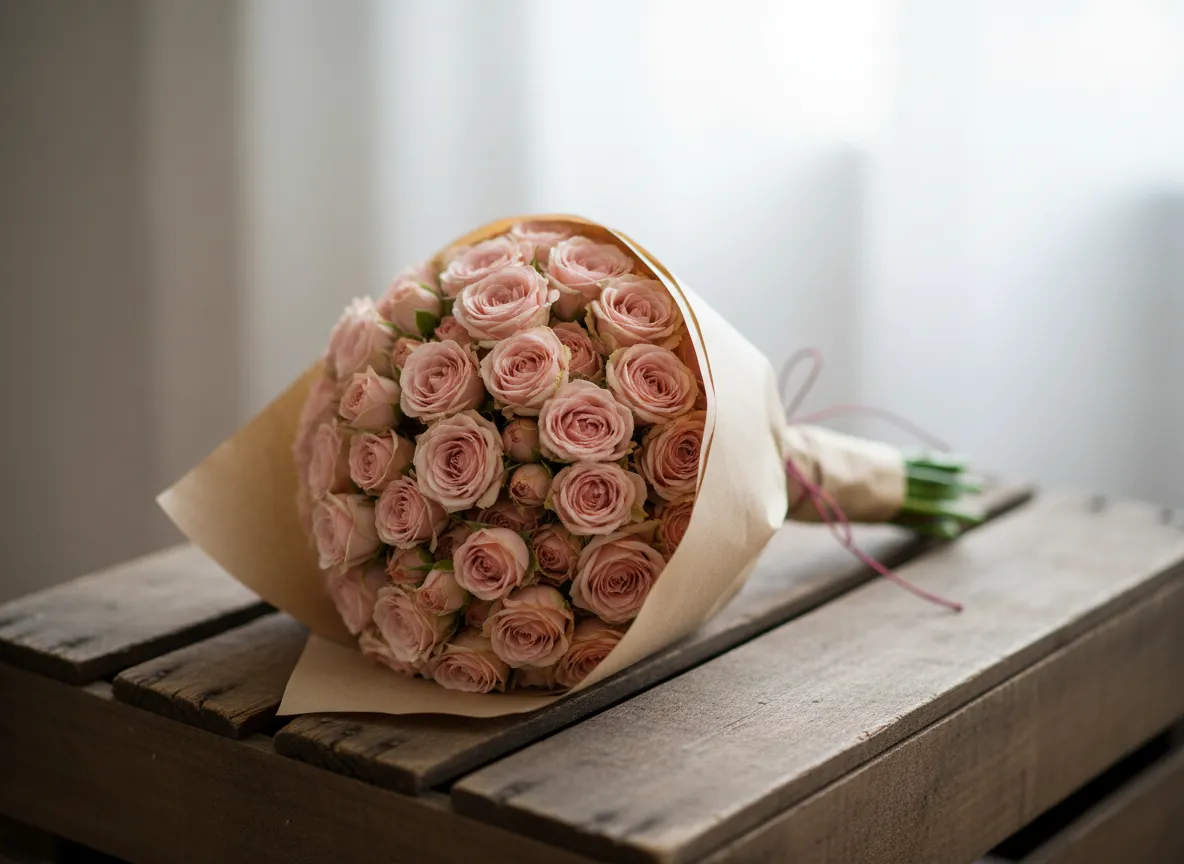 Soft pink spray roses bridesmaid bouquet