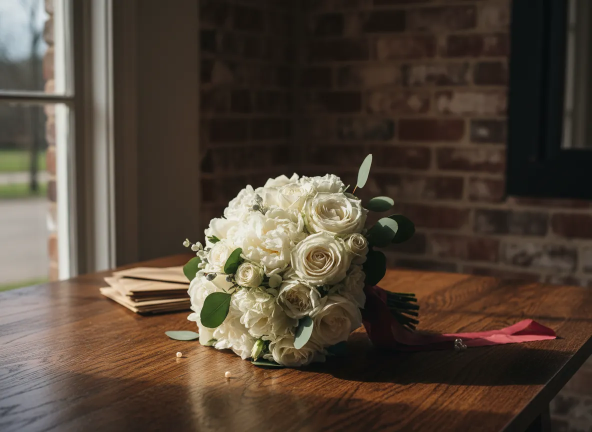 Elegant white bridal bouquet arrangement