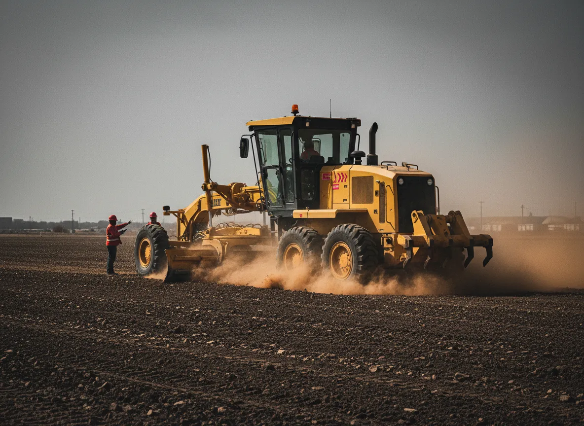 Heavy machinery grading land for construction