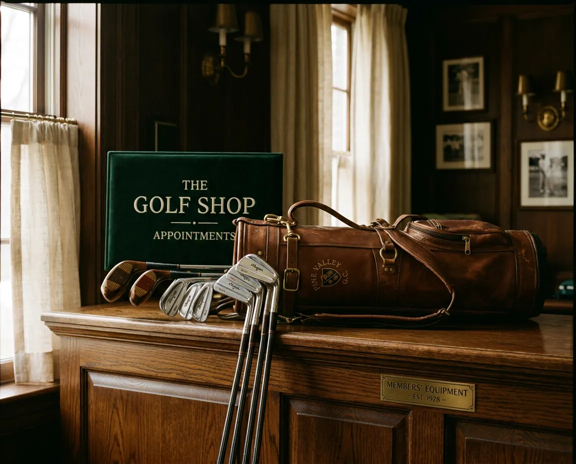 Dedicated high school student employee organizing tournament equipment in the Berwick Golf Club pro shop