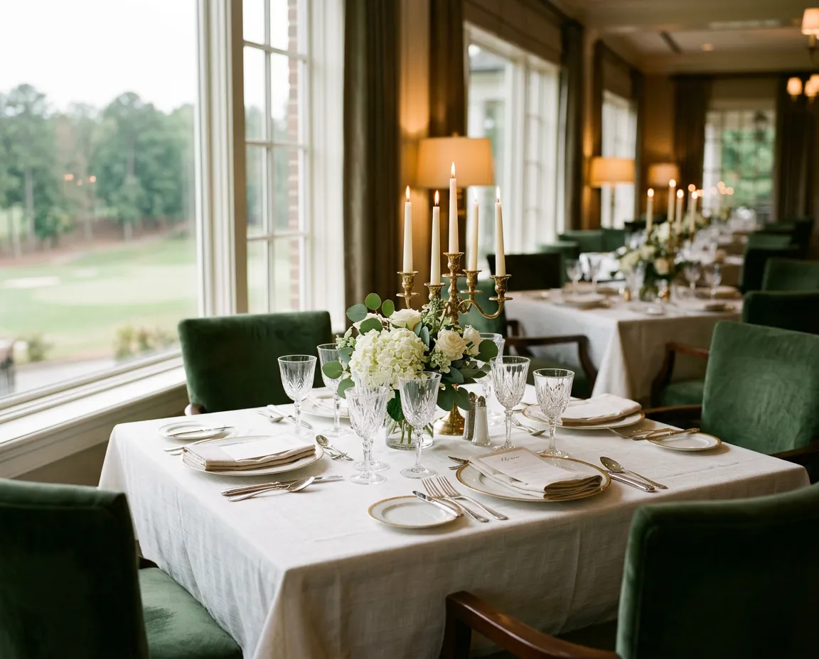 Berwick Golf Club student employee providing warm hospitality service in the elegant dining room