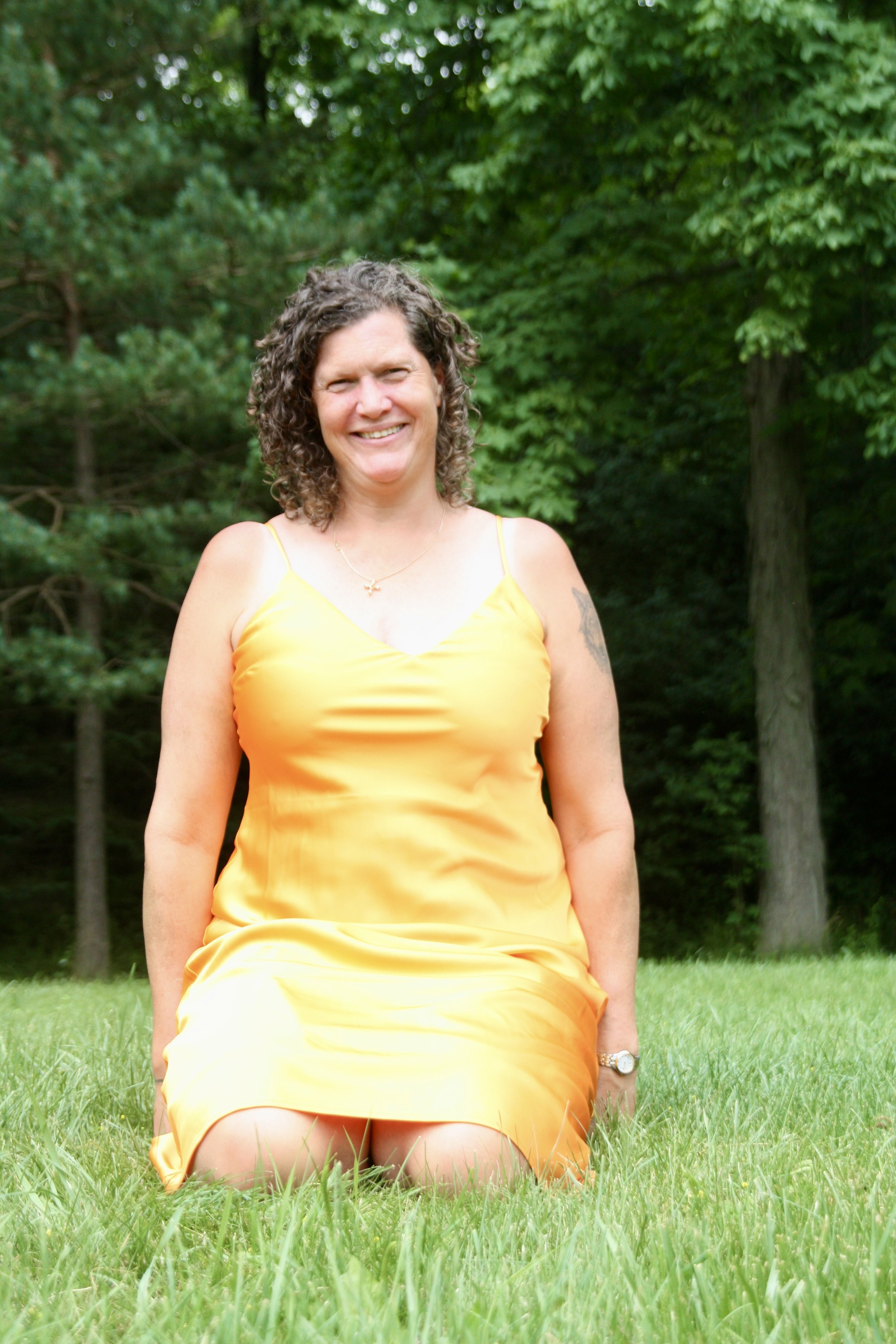 Woman in yellow dress
