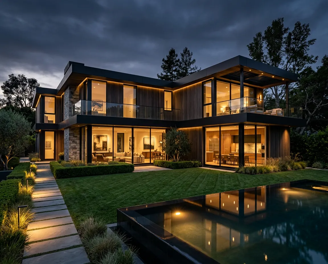Architectural luxury home exterior and dining room in Ottawa