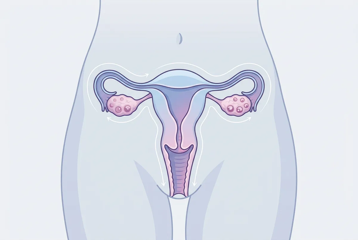 Illustration of the female reproductive system.