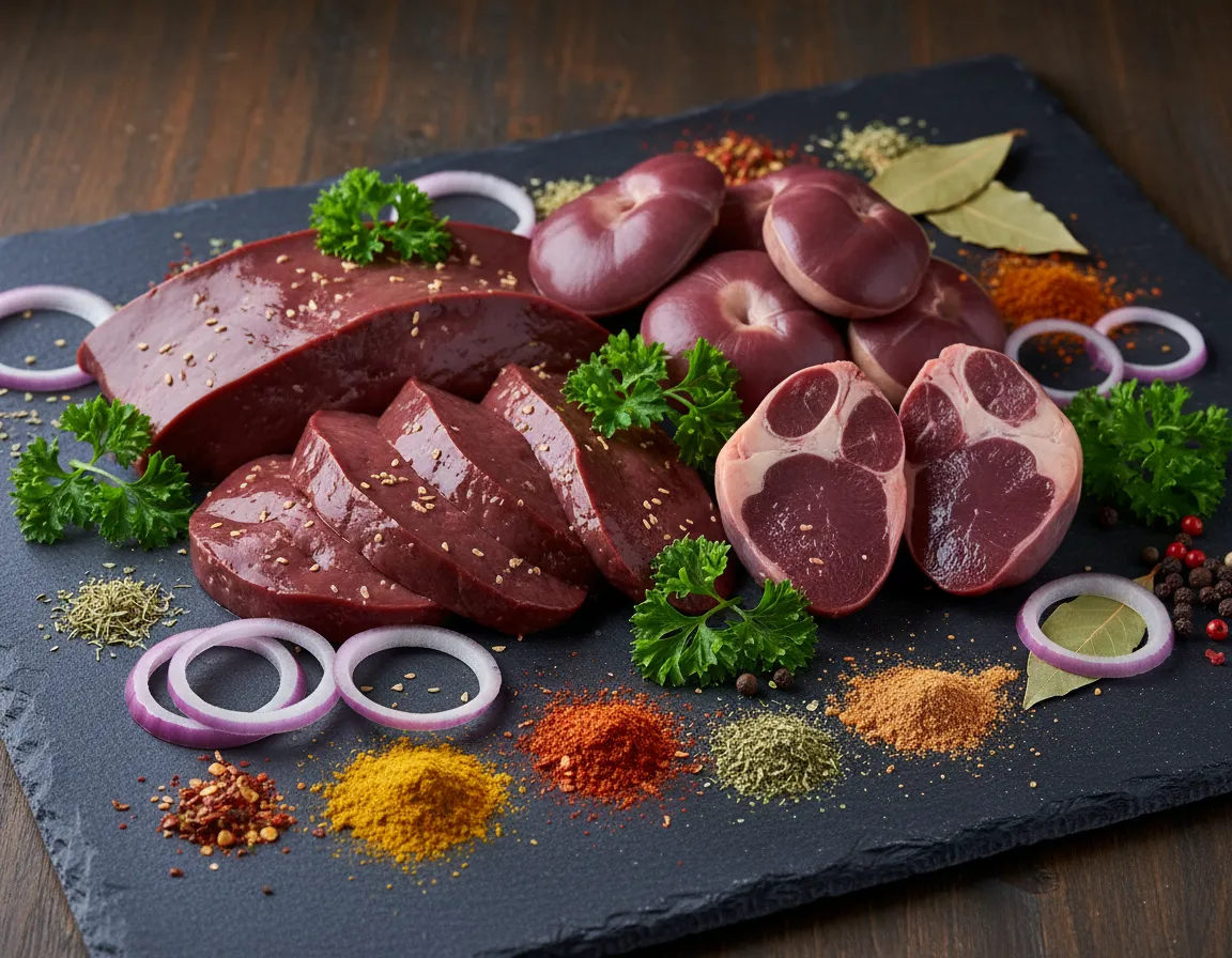 Traditional halal offal selection