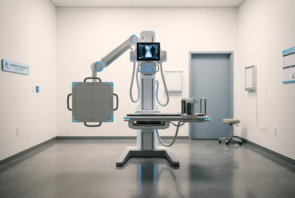 Clinical high-frequency digital spinal radiography equipment in modern diagnostic room