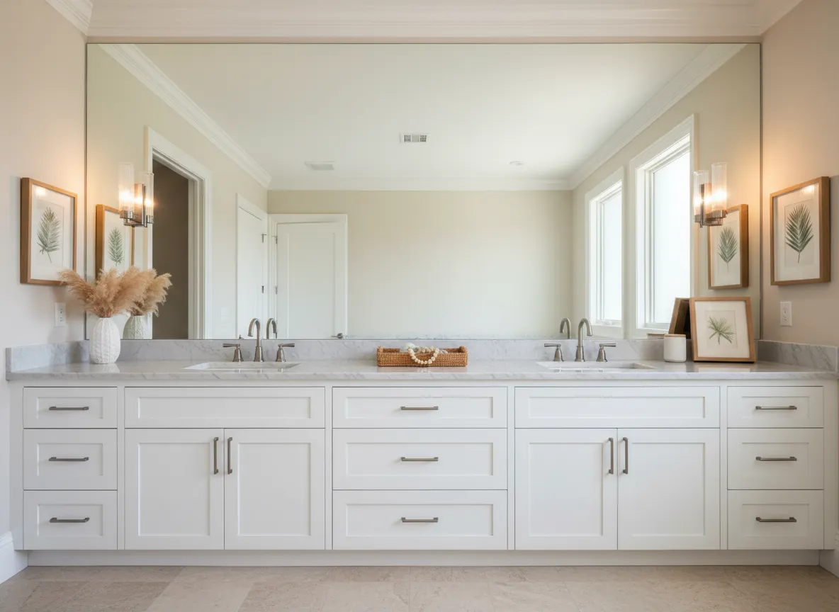 Custom mirror installation in Naples bathroom