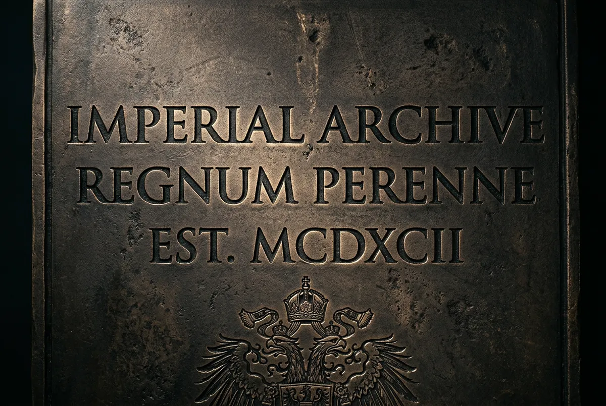 Macro engraving on high-grade bronze alloy representing final settlement seal and sovereign permanence