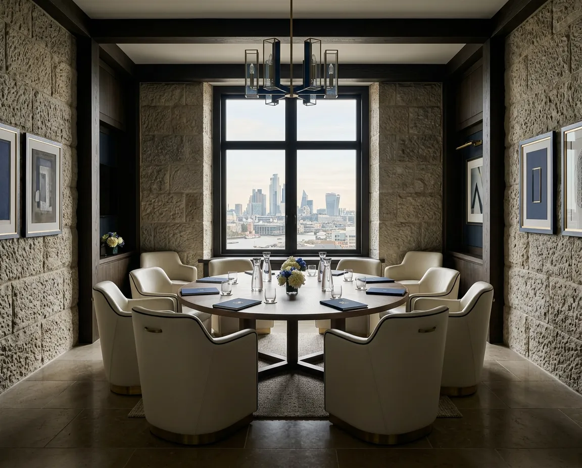 Refined executive boardroom setting designed for institutional coordination and private negotiations
