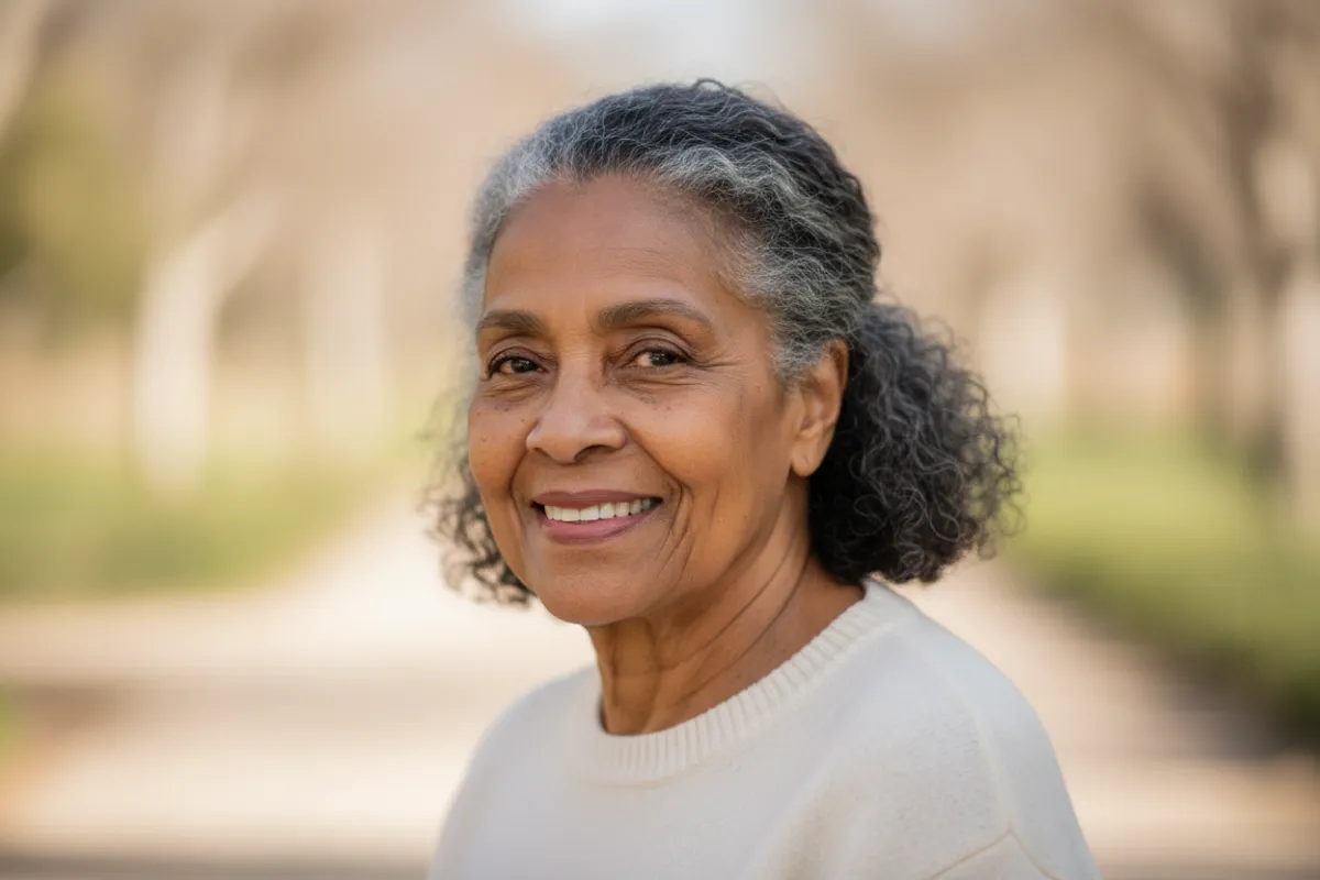 Portrait of an elderly person smiling