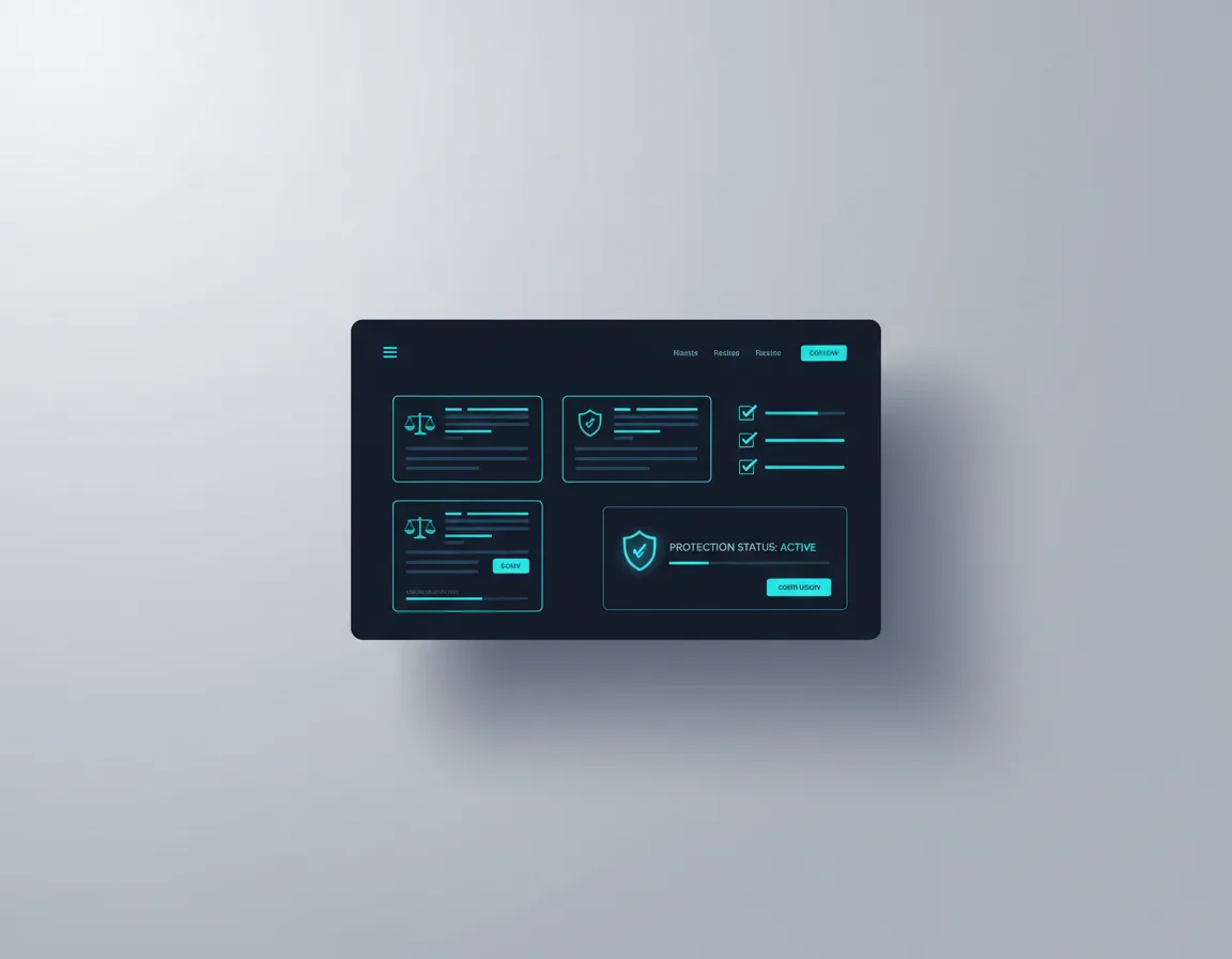 Legal disclosure and consumer protection terms on a modern website interface.