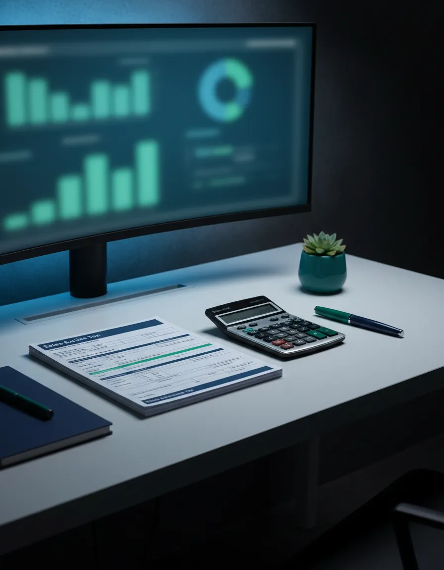 Modern professional workspace representing precise sales and use tax compliance