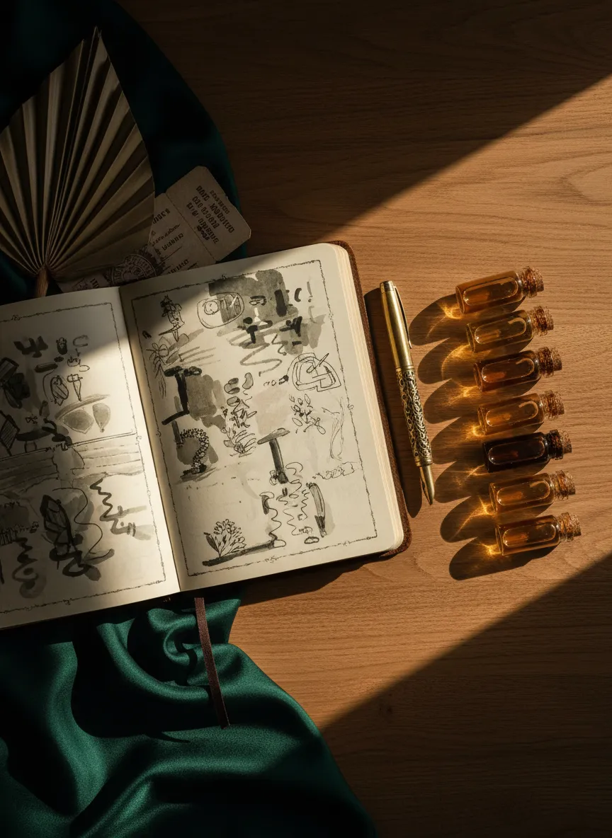 Founder's travel journal on a desk in Mexico